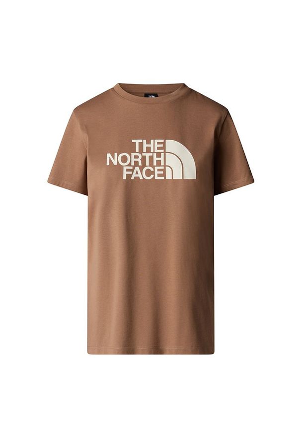 Koszulka damska The North Face Easy 0A8A6GAIA1 - brązowa. Kolor: brązowy. Materiał: poliester, bawełna. Długość rękawa: krótki rękaw. Długość: krótkie
