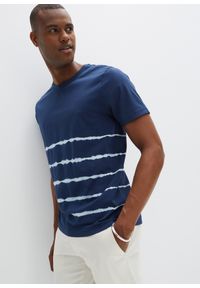 bonprix - T-shirt w batikowy wzór. Kolor: niebieski. Wzór: paski #1
