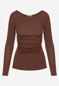 Renee - Brązowa Marszczona Bluzka z Wiskozą Fizzasa. Okazja: na spotkanie biznesowe. Kolor: brązowy. Materiał: wiskoza. Styl: biznesowy, elegancki #7