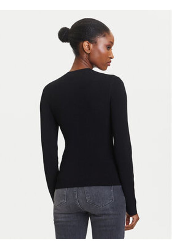 Karl Lagerfeld - KARL LAGERFELD Sweter A3W18025 Czarny Slim Fit. Typ kołnierza: dekolt w karo. Kolor: czarny. Materiał: syntetyk, wiskoza