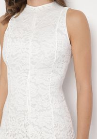 Born2be - Biała Koktajlowa Sukienka z Koronki Jolretia. Kolor: biały. Materiał: koronka. Wzór: koronka. Typ sukienki: ołówkowe. Styl: wizytowy #6