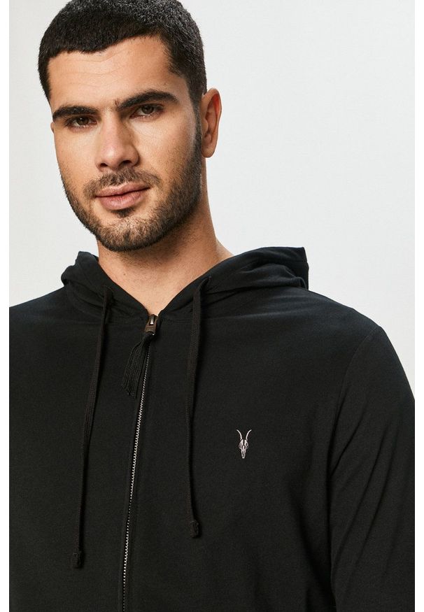 AllSaints - Bluza Brace Hoody. Okazja: na co dzień. Typ kołnierza: kaptur. Kolor: czarny. Materiał: dzianina. Styl: casual