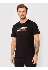 Tommy Jeans T-Shirt Corp Logo DM0DM15379 Czarny Regular Fit. Kolor: czarny. Materiał: bawełna