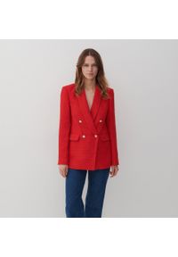 Reserved - Żakiet z żakardowej tkaniny - Czerwony. Kolor: czerwony. Materiał: tkanina, żakard #1