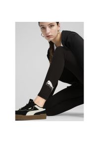 Puma - Damskie legginsy ESS METALLIC PUMA Black Metallic Silver. Kolor: wielokolorowy, czarny, szary