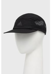 adidas Performance czapka z daszkiem kolor czarny gładka. Kolor: czarny. Materiał: tkanina, materiał, skóra. Wzór: gładki #1