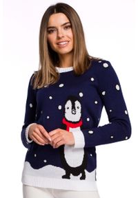 MOE - Świąteczny Sweterek z Pingwinem. Materiał: akryl. Styl: wizytowy