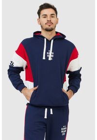 EA7 Emporio Armani - EA7 Granatowa bluza męska Olimpia milano, Rozmiar M. Kolor: niebieski. Materiał: prążkowany, bawełna. Wzór: aplikacja, nadruk