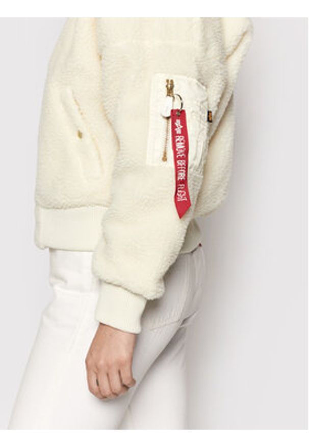 Alpha Industries Kurtka przejściowa Ma-1 Os Hooded Teddy 118002 Biały Regular Fit. Kolor: biały. Materiał: syntetyk