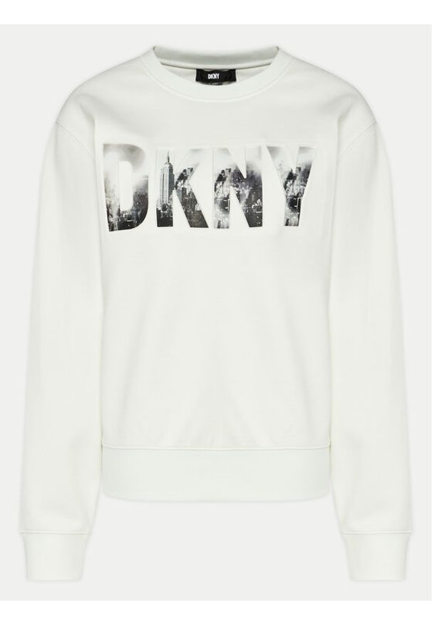 DKNY Bluza P4AHASID Biały Regular Fit. Kolor: biały. Materiał: bawełna
