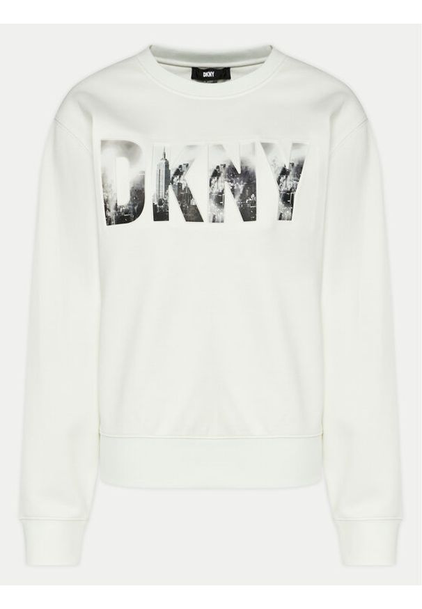 DKNY Bluza P4AHASID Biały Regular Fit. Kolor: biały. Materiał: syntetyk