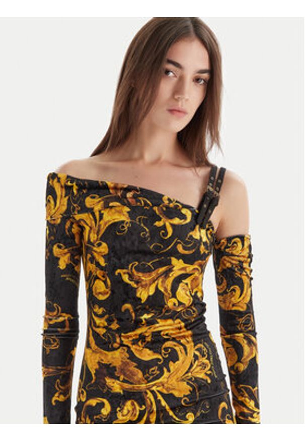 Versace Jeans Couture Sukienka koktajlowa 79HAO974 JS508 Czarny Slim Fit. Kolor: czarny. Materiał: syntetyk. Styl: wizytowy