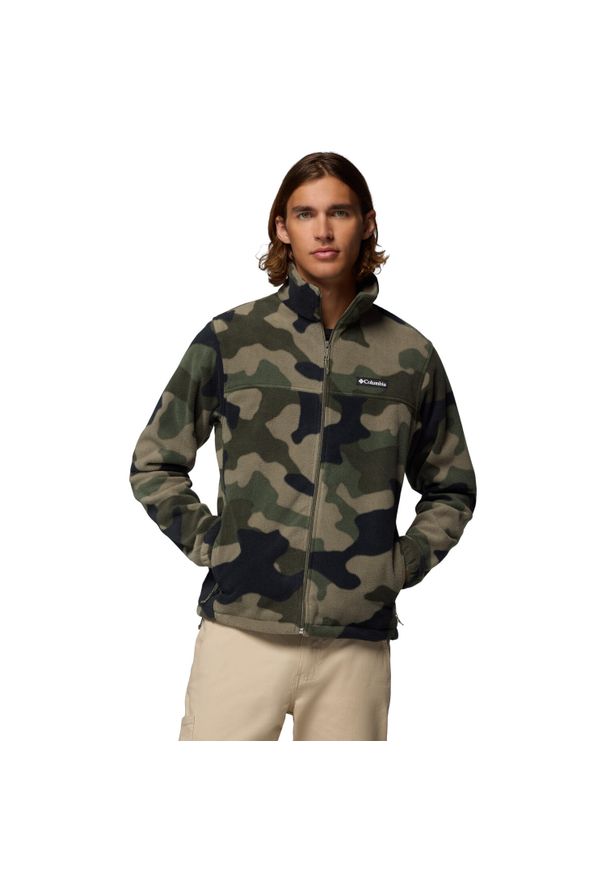 columbia - Polar turystyczny męski Steens Mountain Printed Jacket. Kolor: zielony. Materiał: poliester. Sport: turystyka piesza