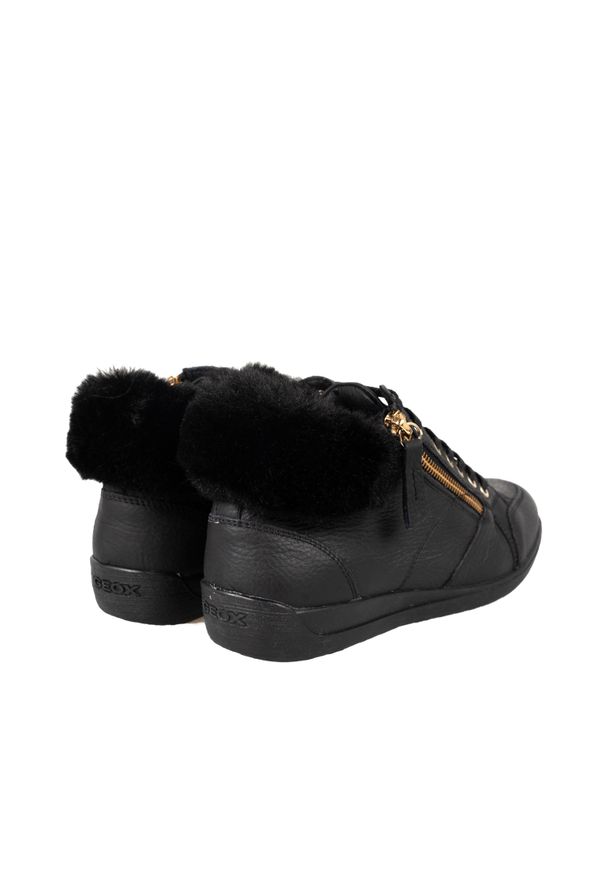 Geox Sneakersy "D Myria E" | D9468E046BH | Kobieta | Czarny. Nosek buta: okrągły. Zapięcie: zamek. Kolor: czarny. Materiał: skóra. Wzór: aplikacja