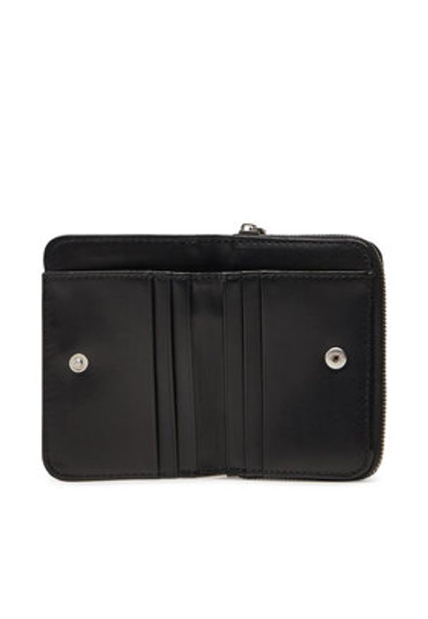 Calvin Klein Jeans Mały Portfel Damski Sculpted Med Flap Zip Around LV04K1004G Czarny. Kolor: czarny. Materiał: skóra