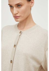 Marc O'Polo kardigan wełniany kolor beżowy lekki. Typ kołnierza: polo. Kolor: beżowy. Materiał: wełna #5