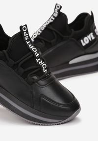 Born2be - Czarne Sneakersy przed Kostkę na Platformie Loyalin. Wysokość cholewki: przed kostkę. Kolor: czarny. Obcas: na platformie #5