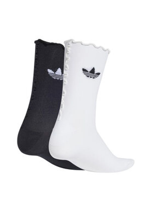 Adidas - adidas Zestaw 2 par wysokich skarpet damskich Ruffle Sock 2P JD5623 Biały. Kolor: biały. Materiał: materiał, poliamid