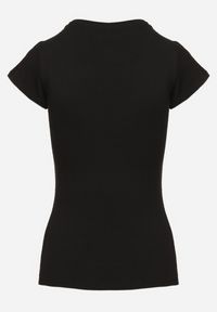 Born2be - Czarny Bawełniany T-shirt z Nadrukiem Asix. Kolor: czarny. Materiał: bawełna. Wzór: nadruk. Styl: klasyczny #3