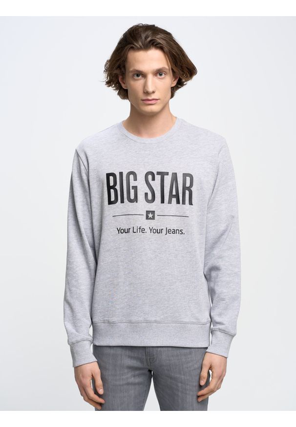 Big-Star - Bluza męska z nadrukiem szara Ecodort 901. Kolor: szary. Wzór: nadruk. Styl: klasyczny