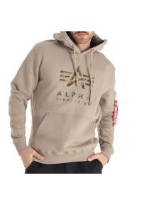 Bluza Alpha Industries Camo TPU 146337679 - beżowa. Typ kołnierza: kaptur. Kolor: beżowy. Materiał: bawełna, poliester. Wzór: aplikacja. Styl: klasyczny