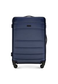 Wittchen - Średnia walizka z ABS-u żłobiona granatowa. Kolor: niebieski. Materiał: guma. Styl: klasyczny