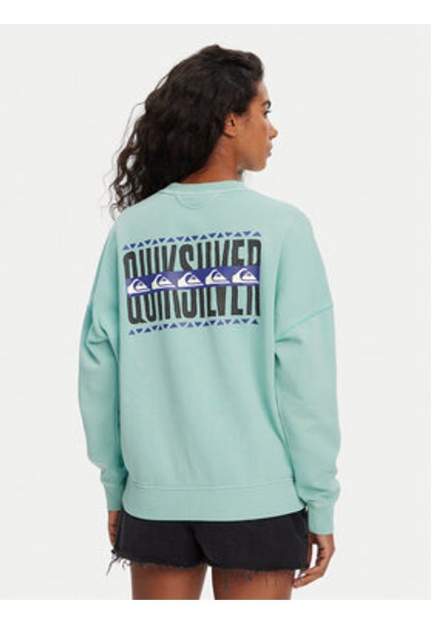 Quiksilver Bluza EQWFT03179 Turkusowy Oversize. Kolor: turkusowy. Materiał: bawełna