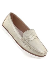 marka niezdefiniowana - Półbuty damskie mokasyny złote Vice Versa 834281. Kolor: złoty. Materiał: tkanina #1