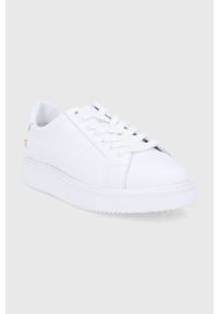 Lauren Ralph Lauren Buty skórzane kolor biały na koturnie. Nosek buta: okrągły. Zapięcie: sznurówki. Kolor: biały. Materiał: skóra. Obcas: na koturnie #4