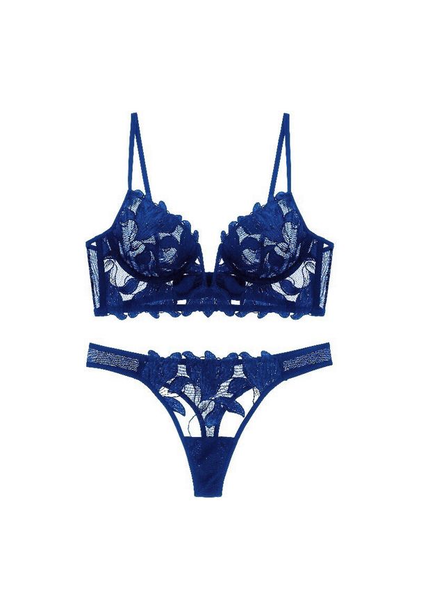 Intica - Komplet bielizny z haftem elegancki styl i komfort Latrena. Kolor: niebieski. Materiał: materiał. Wzór: haft