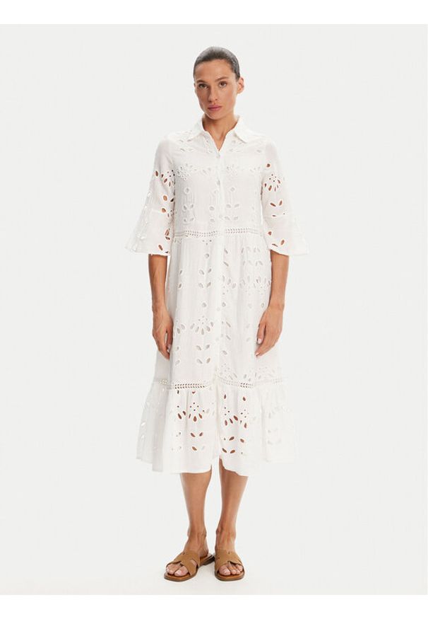 Iconique Sukienka koszulowa IC25-005 Biały Relaxed Fit. Kolor: biały. Materiał: bawełna. Typ sukienki: koszulowe