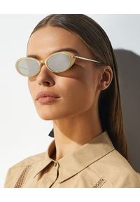 SELF PORTRAIT - Beżowe okulary przeciwsłoneczne. Kolor: beżowy. Materiał: materiał #1