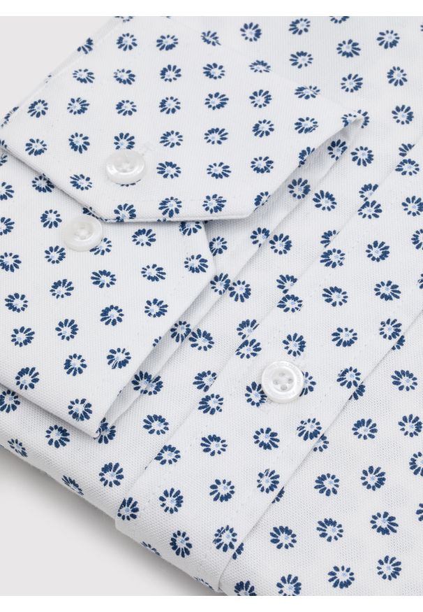 Pako Lorente - PAKO LORENTE - Biała bawełniana koszula mikrowzór. Kolor: biały. Materiał: bawełna. Długość rękawa: długi rękaw. Długość: długie