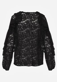 Born2be - Czarna Bluzka z Koronki Ozdobiona Falbankami Sewola. Typ kołnierza: kołnierz z falbankami. Kolor: czarny. Materiał: koronka. Wzór: aplikacja, koronka. Styl: elegancki #5