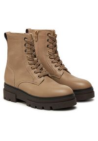 TOMMY HILFIGER - Tommy Hilfiger Botki Bicolor Leather Lace-Up FW0FW08160 Beżowy. Kolor: beżowy. Materiał: skóra