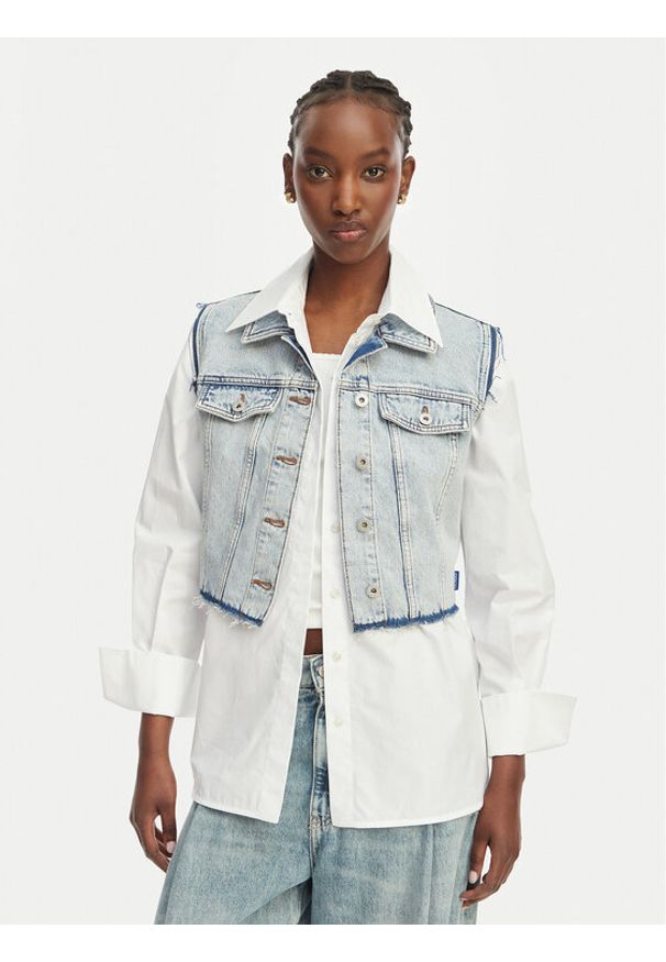 Hugo - HUGO Kamizelka Garis B 50557076 Niebieski jasny Regular Fit. Kolor: niebieski. Materiał: bawełna