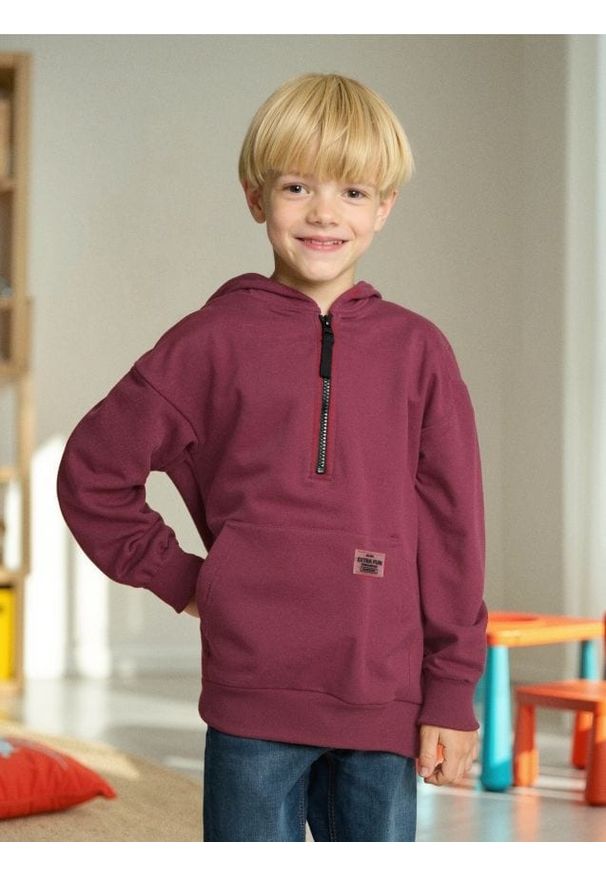 Sinsay - Bluza hoodie z zapięciem na zamek - czerwony. Kolor: czerwony