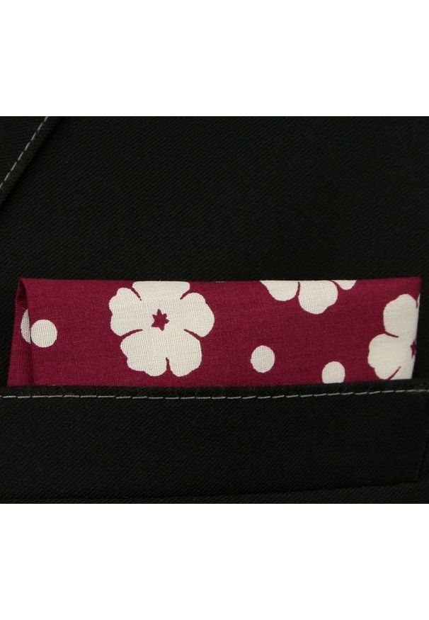 Alties - Elegancka, Męska Poszetka - ALTIES - Duże Kwiaty. Kolor: czerwony. Materiał: mikrofibra. Wzór: kwiaty