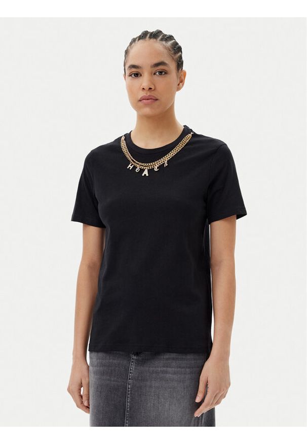 Silvian Heach T-Shirt GPP25098TS Czarny Regular Fit. Kolor: czarny. Materiał: bawełna