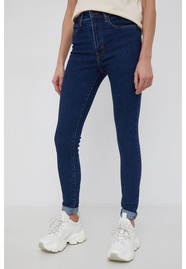 Levi's® - Levi's Jeansy Mile High Super Skinny damskie high waist. Okazja: na spotkanie biznesowe. Stan: podwyższony. Kolor: niebieski. Styl: biznesowy