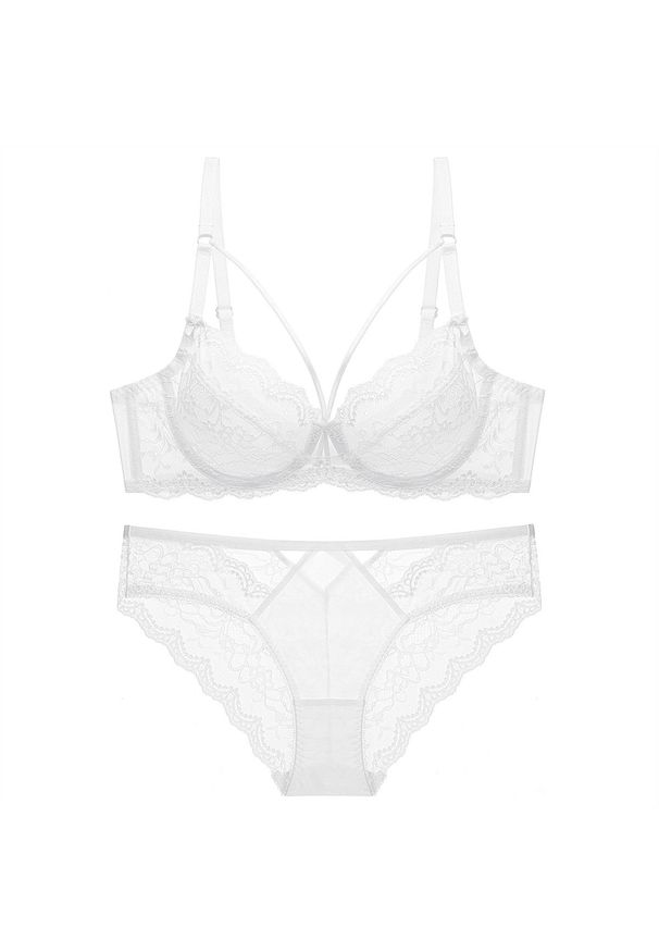 Intica - Koronkowy komplet bielizny z regulacją ramiączek na romantyczne wieczory Ermina. Kolor: biały. Materiał: koronka. Wzór: koronka