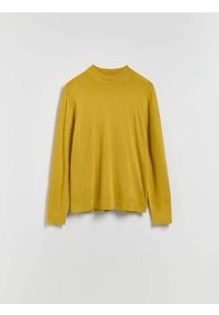 Reserved - Sweter z wiskozą - musztardowy. Kolor: żółty. Materiał: wiskoza