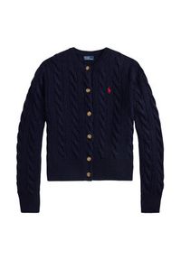 Polo Ralph Lauren Kardigan 211972104004 Granatowy Slim Fit. Typ kołnierza: polo. Kolor: niebieski. Materiał: wełna