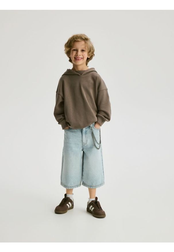 Reserved - Bluza z kapturem - ciemnobrązowy. Typ kołnierza: kaptur. Kolor: brązowy. Materiał: bawełna, dzianina