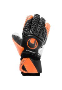 UHLSPORT - Rękawice Bramkarskie Uhlsport Super Grip+ Czarno/Pomarańczowe. Kolor: czarny, pomarańczowy, wielokolorowy. Sport: piłka nożna