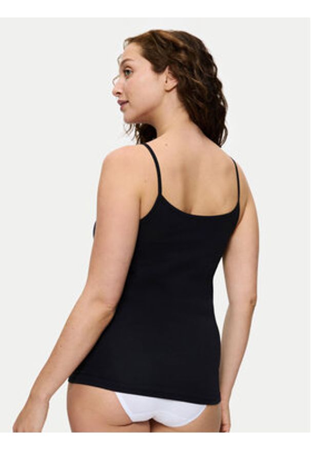 Triumph Top Sense Of Cotton 10224958 Czarny Slim Fit. Kolor: czarny. Materiał: bawełna