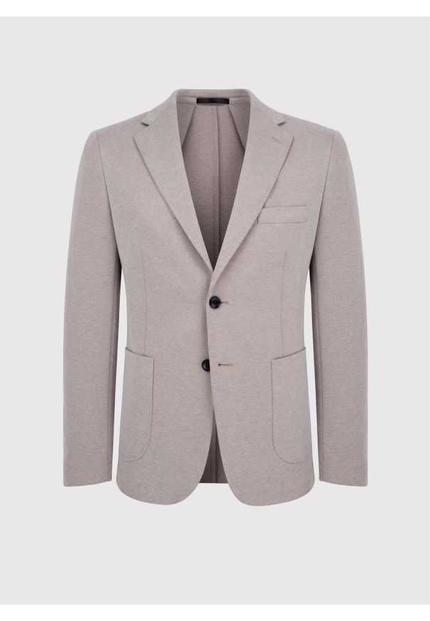 Pako Lorente - PAKO LORENTE – Beżowa marynarka męska melanż. Kolor: beżowy. Materiał: poliester, bawełna, jeans. Wzór: melanż