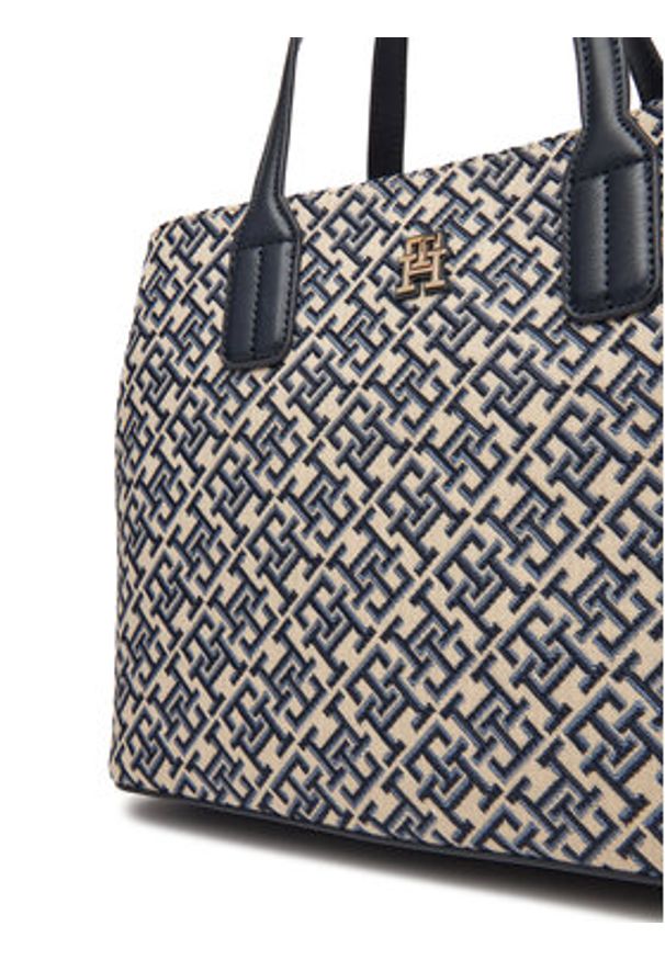 TOMMY HILFIGER - Tommy Hilfiger Torebka Th Jacquard Satchel AW0AW17444 Granatowy. Kolor: niebieski