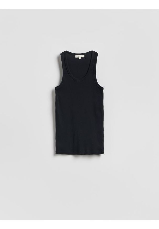 Reserved - Prążkowany top - czarny. Kolor: czarny. Materiał: prążkowany