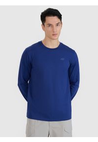 4f - 4F Longsleeve regular gładki męski - granatowy XL. Okazja: na co dzień. Kolor: niebieski. Materiał: dzianina, bawełna, jersey. Długość rękawa: długi rękaw. Długość: długie. Wzór: gładki. Styl: klasyczny, sportowy, casual